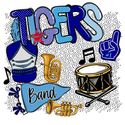 Tigers Band Spirit-Blue & Carolina Blue