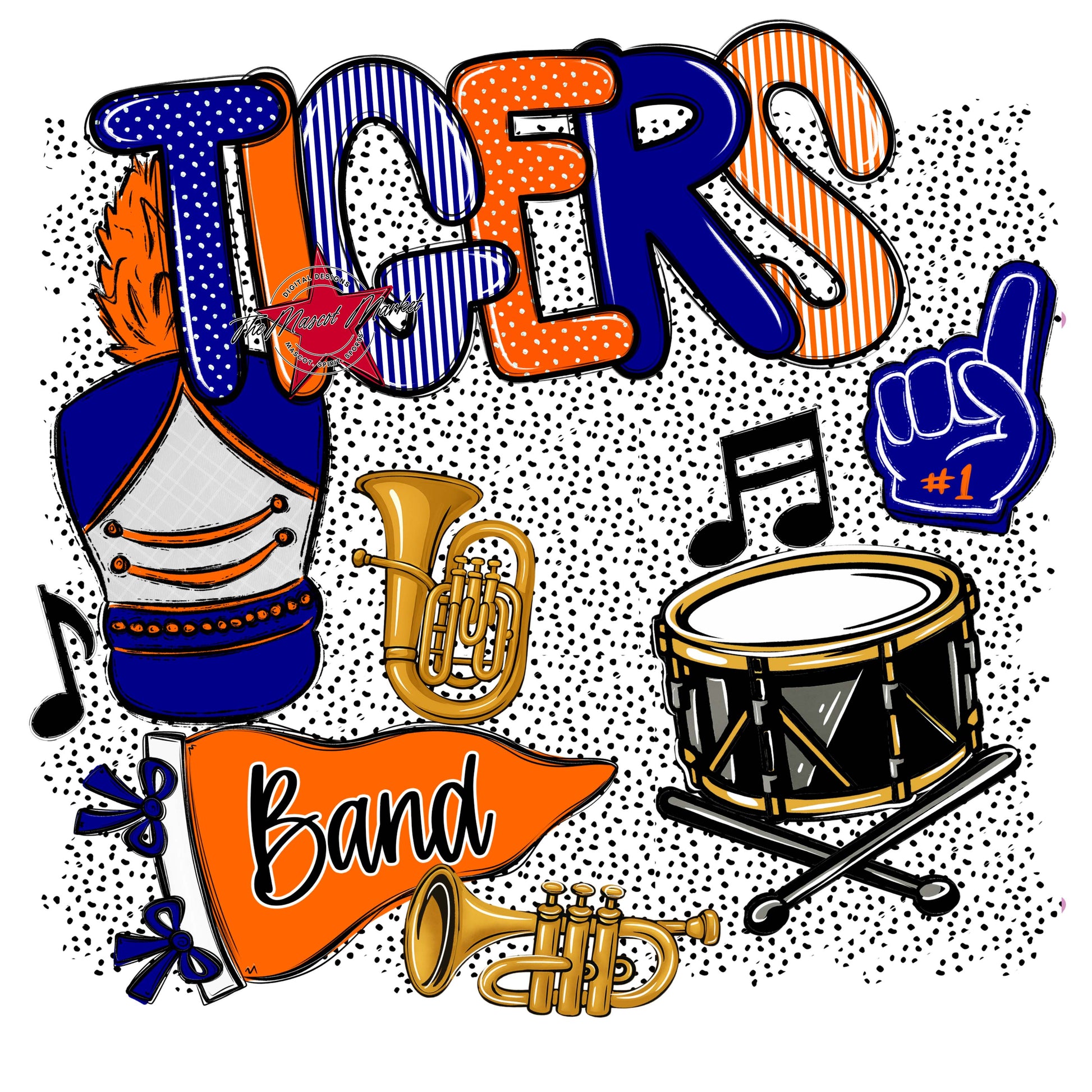 Tigers Band Spirit-Blue & Orange