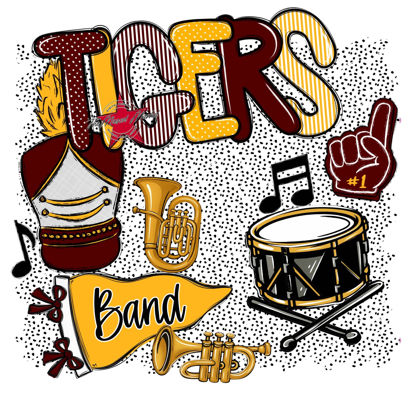 Tigers Band Spirit-Maroon & Yellow
