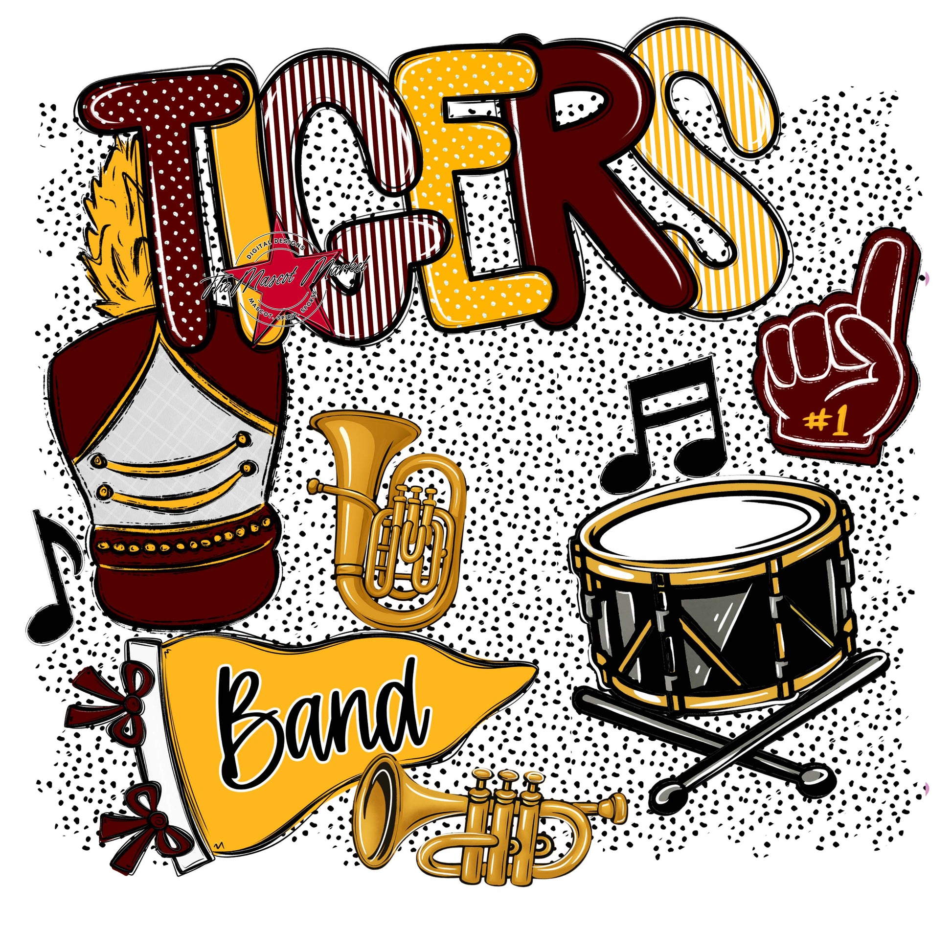Tigers Band Spirit-Maroon & Yellow