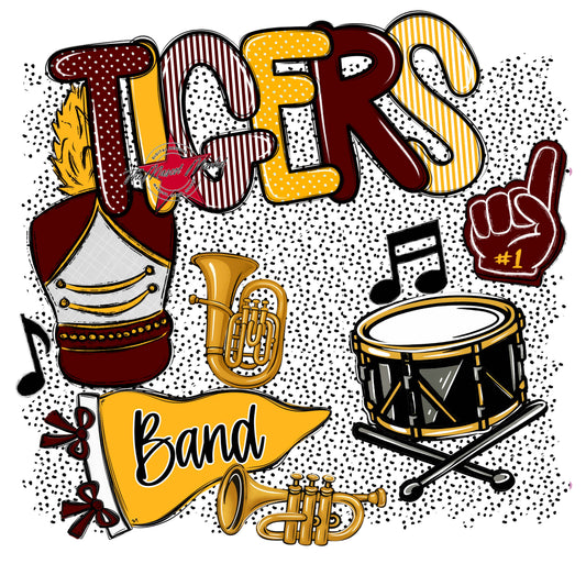 Tigers Band Spirit-Maroon & Yellow