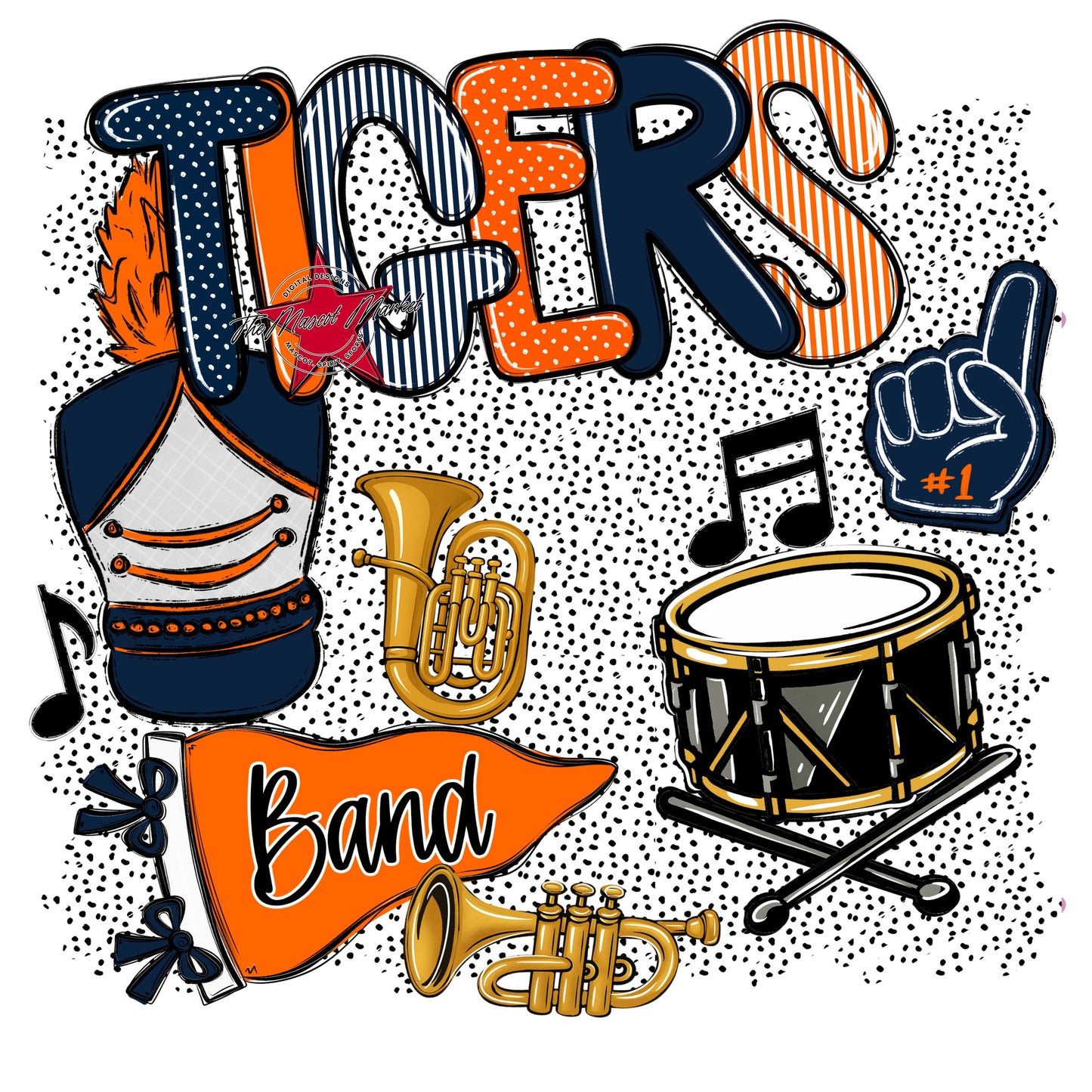 Tigers Band Spirit-Navy & Orange