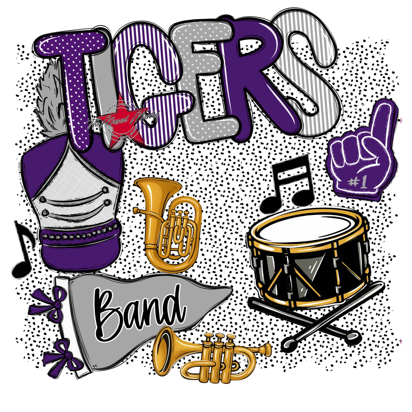 Tigers Band Spirit-Purple & Grey