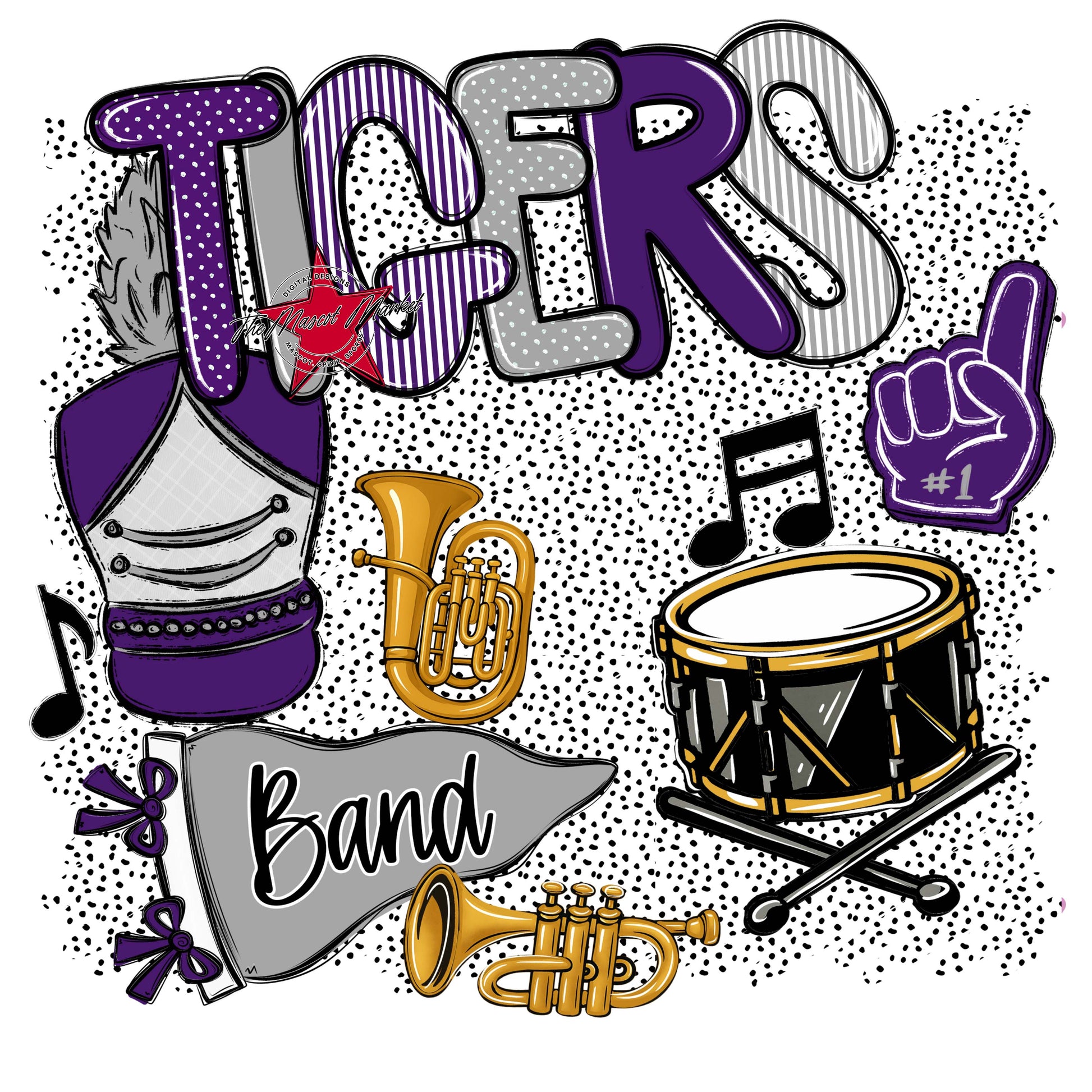Tigers Band Spirit-Purple & Grey