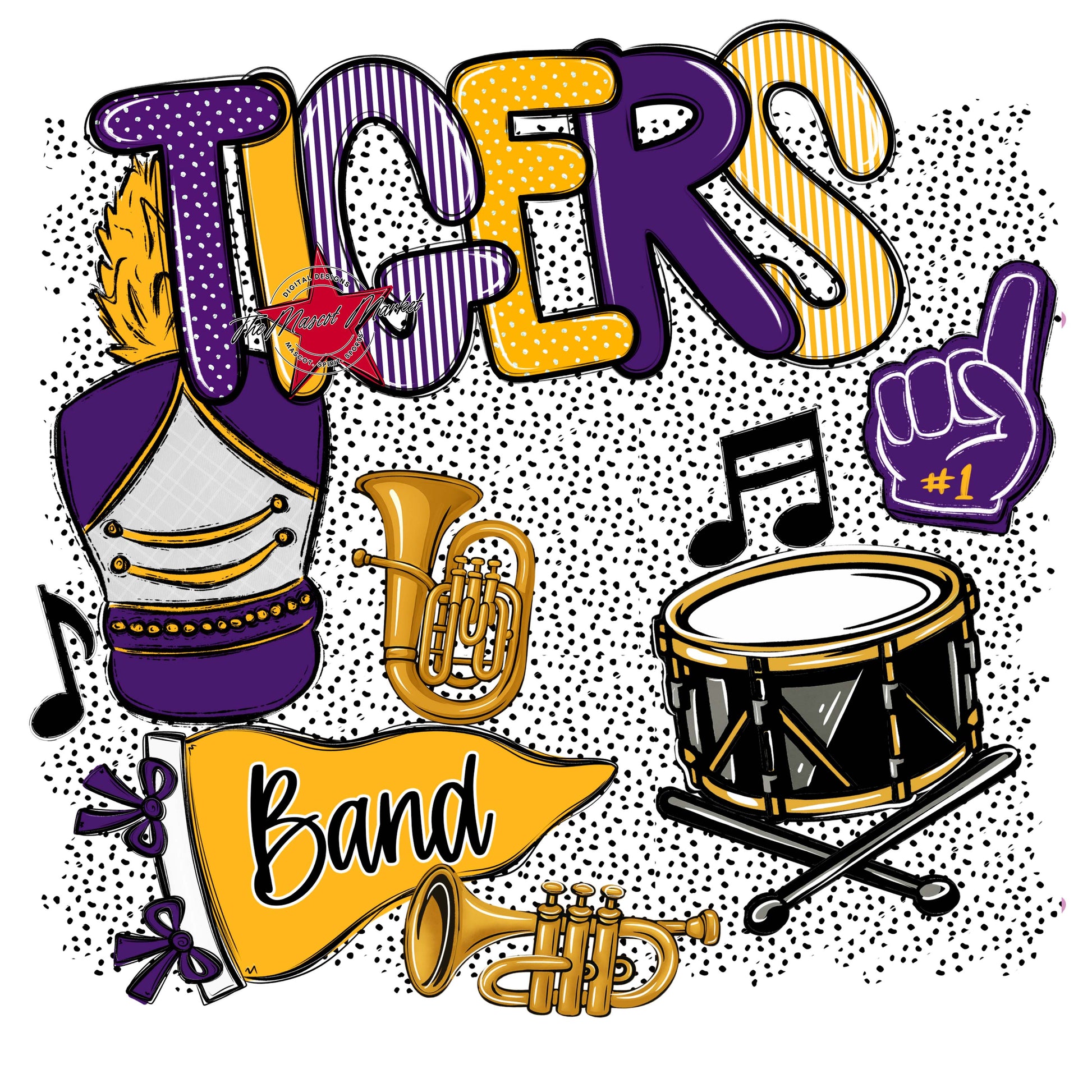 Tigers Band Spirit-Purple & Yellow
