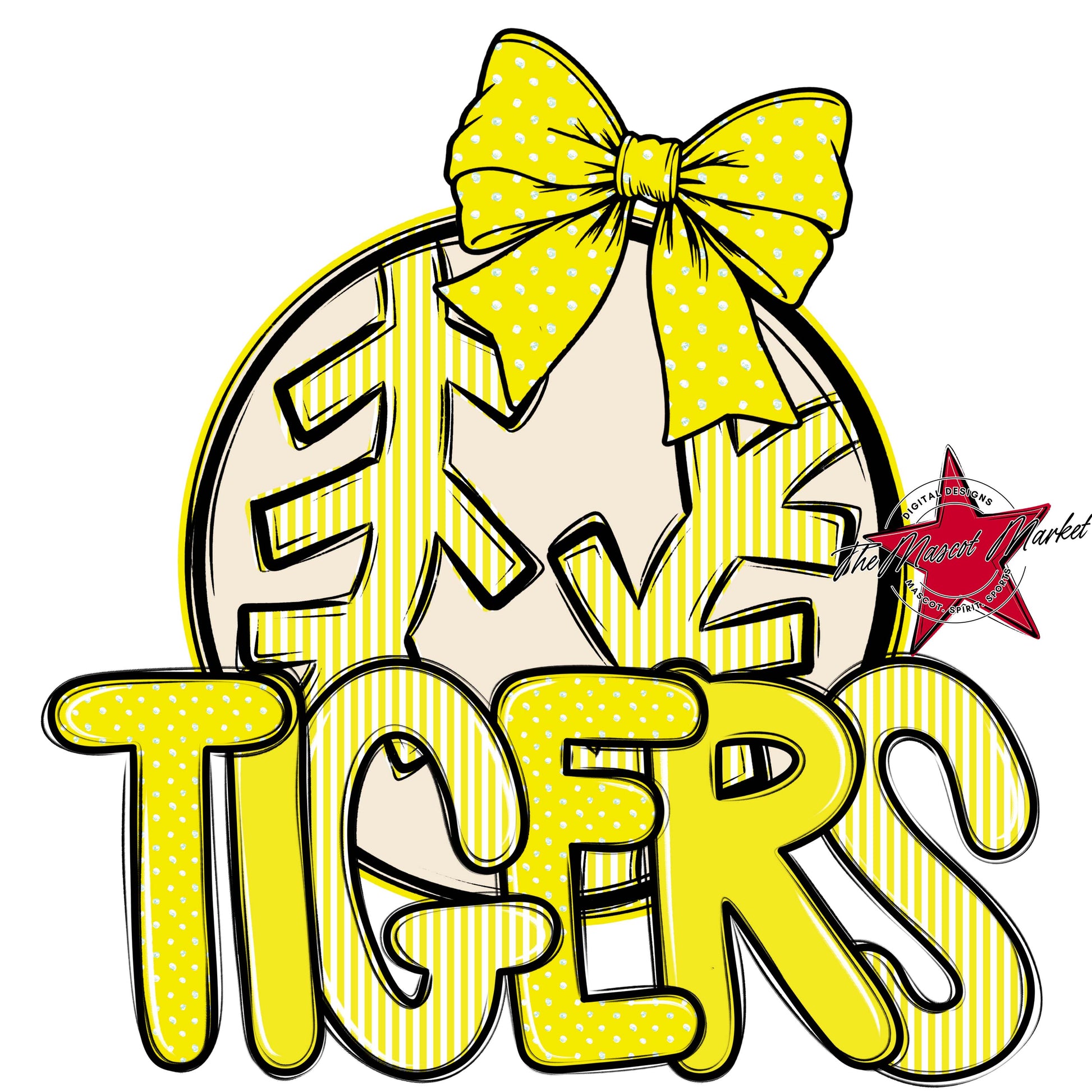 Tigers Baseball-Softball Spirit Design-Bright Yellow