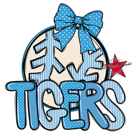 Tigers Baseball-Softball Spirit Design-Carolina Blue