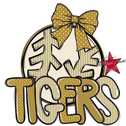 Tigers Baseball-Softball Spirit Design-Gold