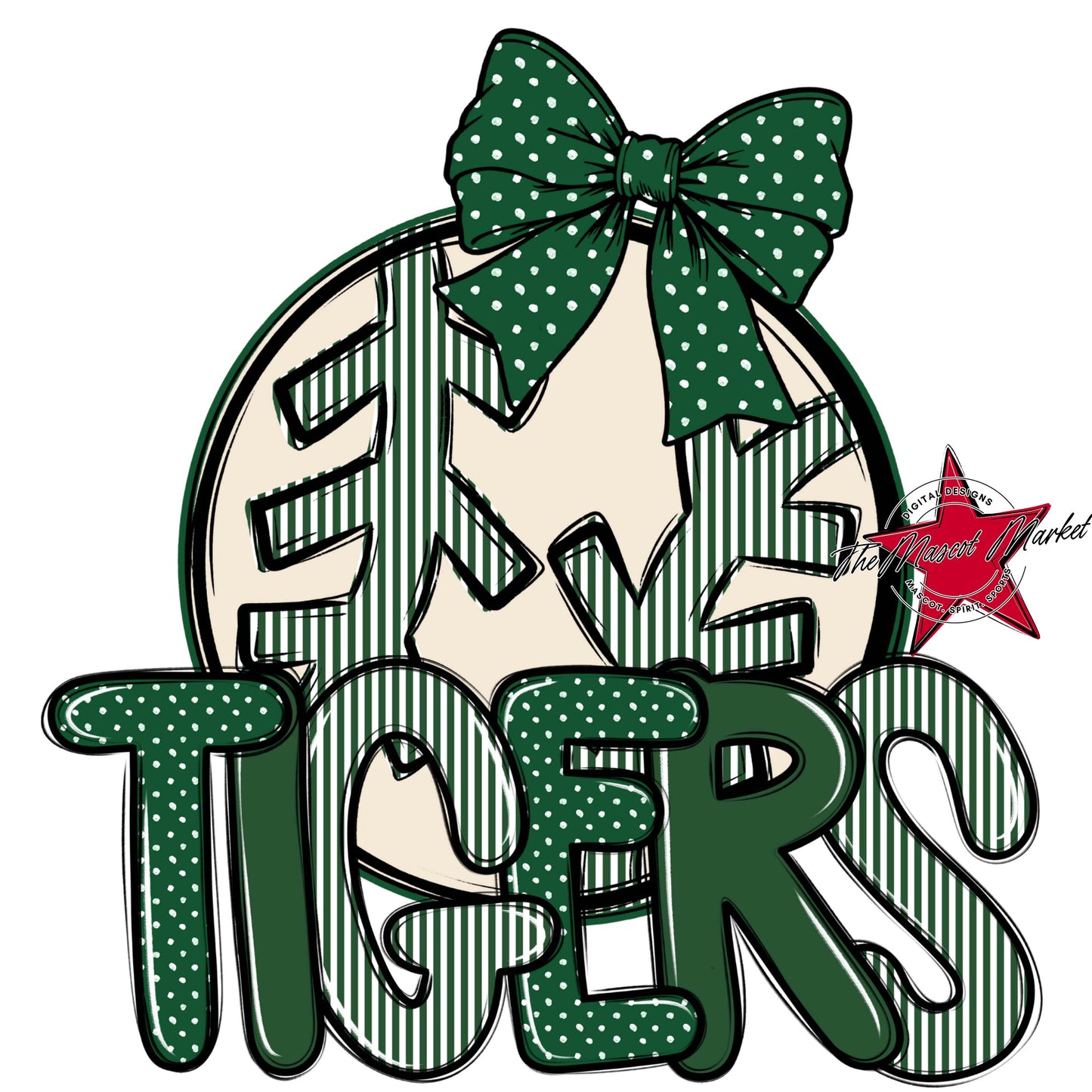 Tigers Baseball-Softball Spirit Design-Green