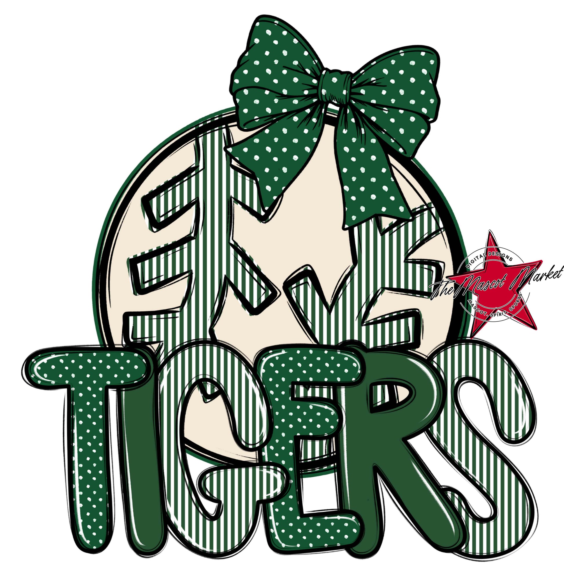 Tigers Baseball-Softball Spirit Design-Green