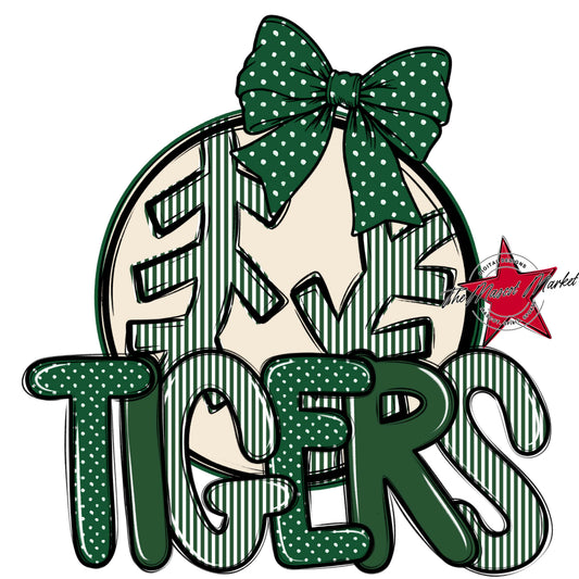 Tigers Baseball-Softball Spirit Design-Green
