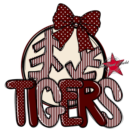 Tigers Baseball-Softball Spirit Design-Maroon