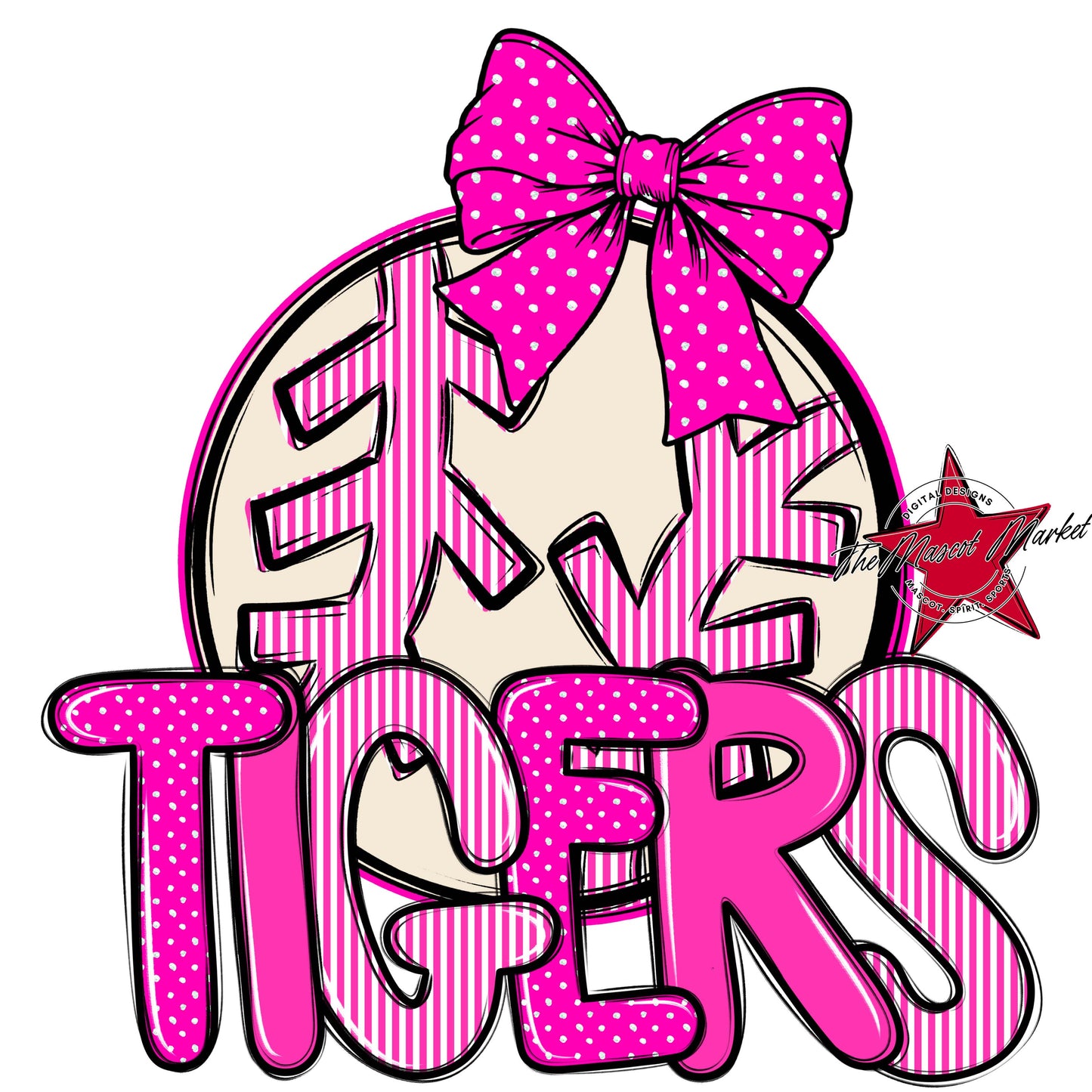 Tigers Baseball-Softball Spirit Design-Pink
