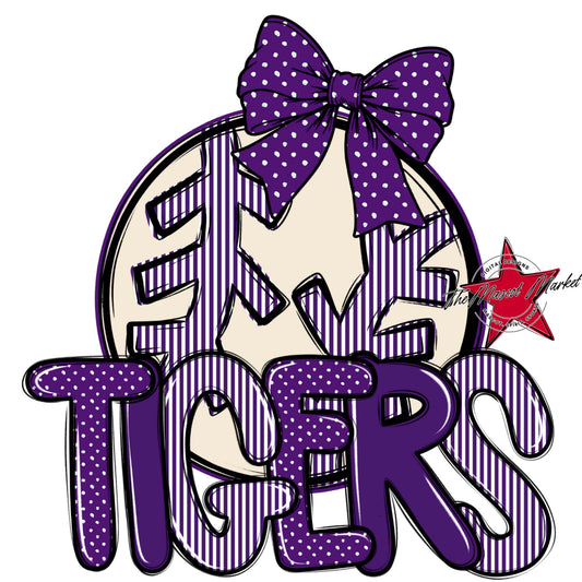 Tigers Baseball-Softball Spirit Design-Purple