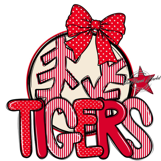 Tigers Baseball-Softball Spirit Design-Red