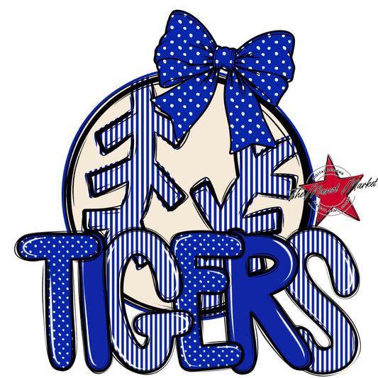 Tigers Baseball-Softball Spirit Design-Royal Blue