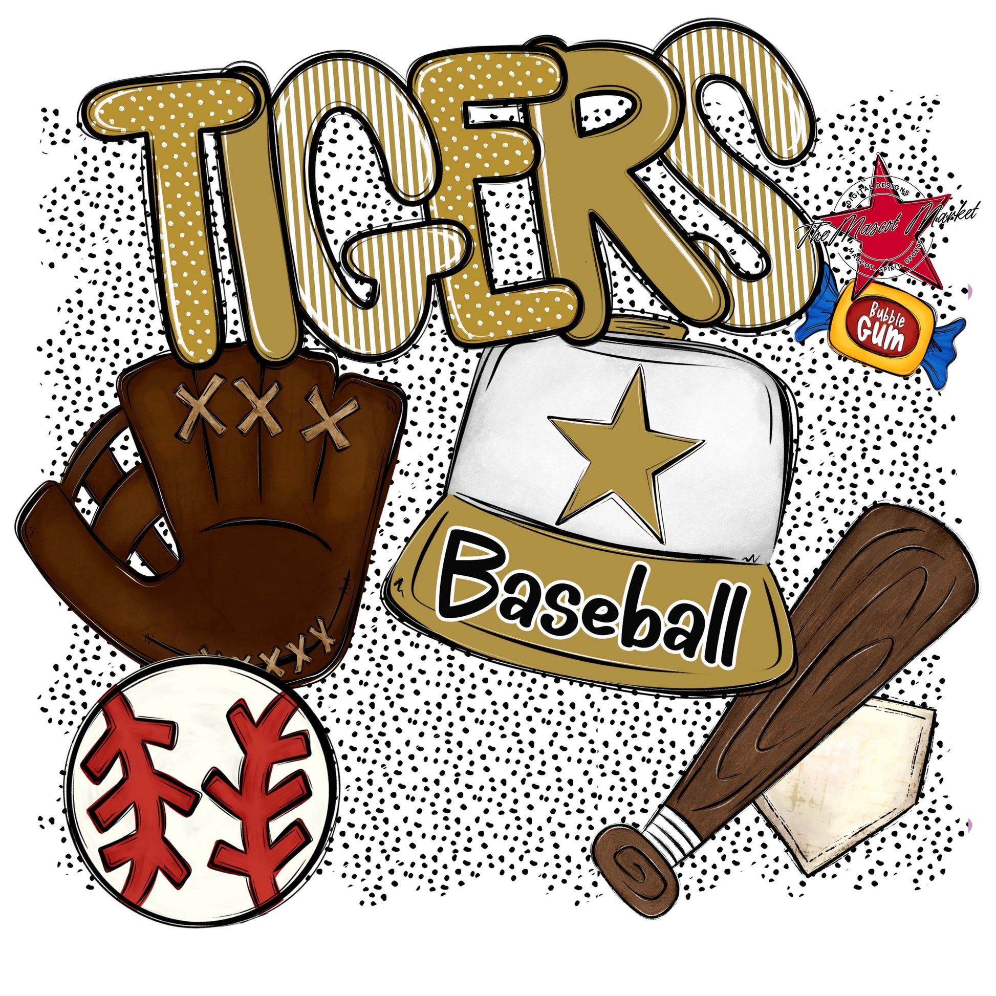 Tigers Baseball Spirit-Gold