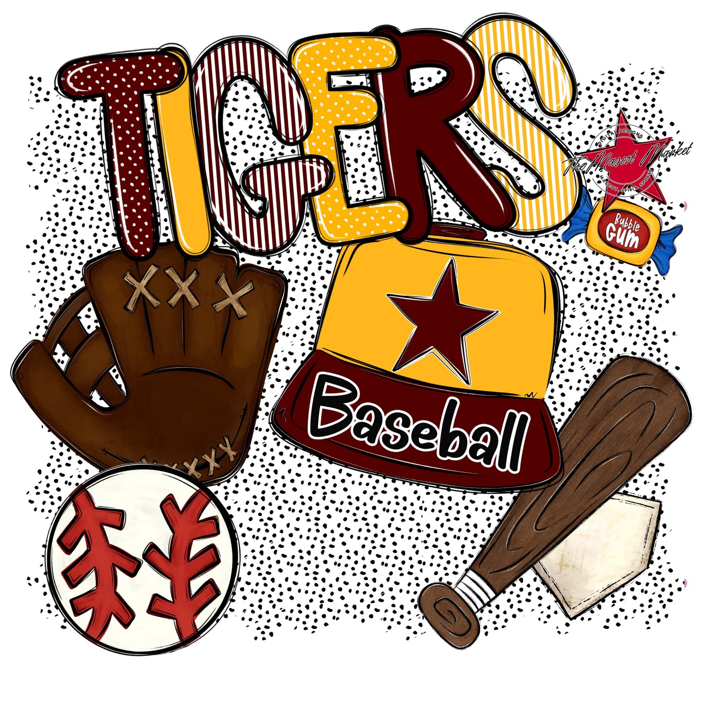 Tigers Baseball Spirit-Maroon & Yellow