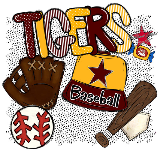 Tigers Baseball Spirit-Maroon & Yellow