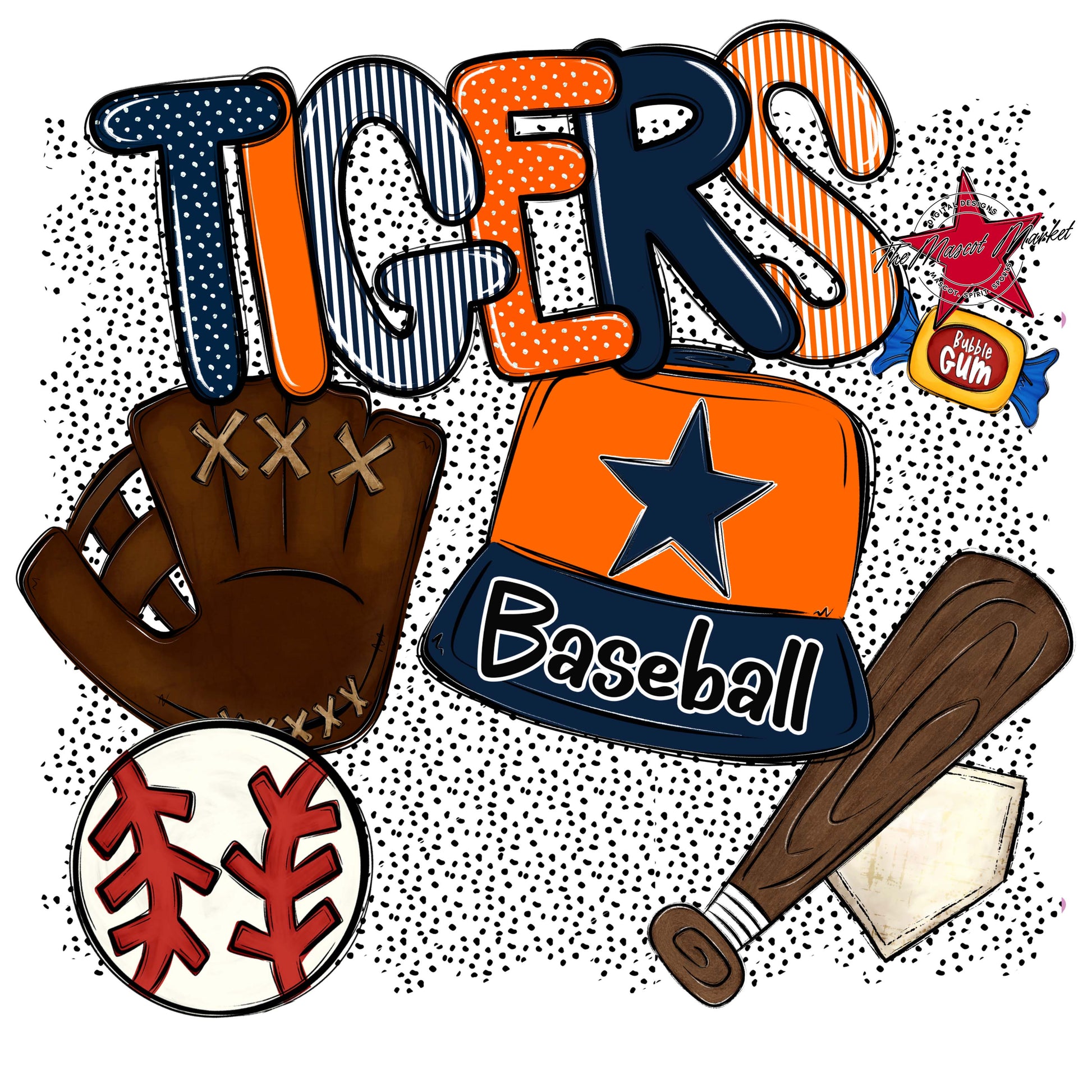 Tigers Baseball Spirit-Navy & Orange