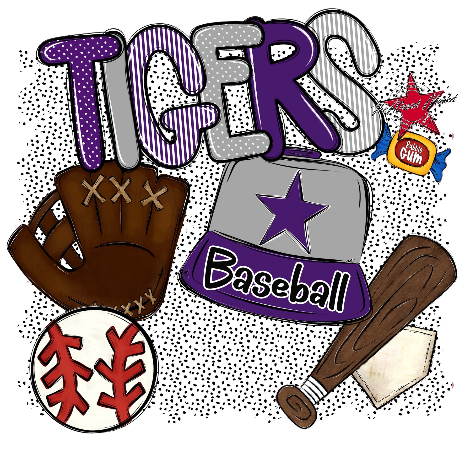 Tigers Baseball Spirit-Purple & Grey