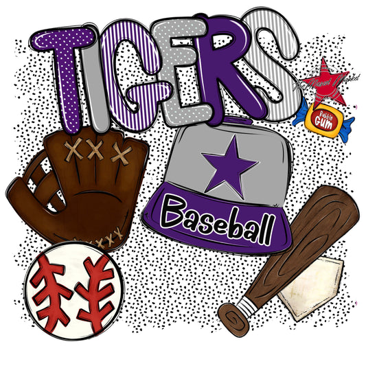 Tigers Baseball Spirit-Purple & Grey