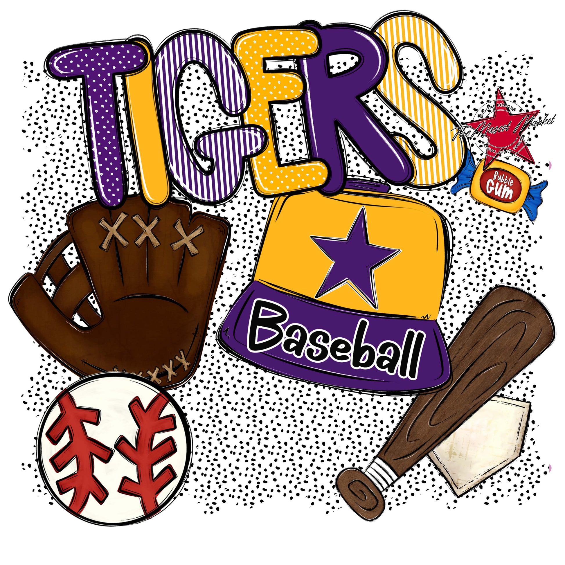 Tigers Baseball Spirit-Purple & Yellow