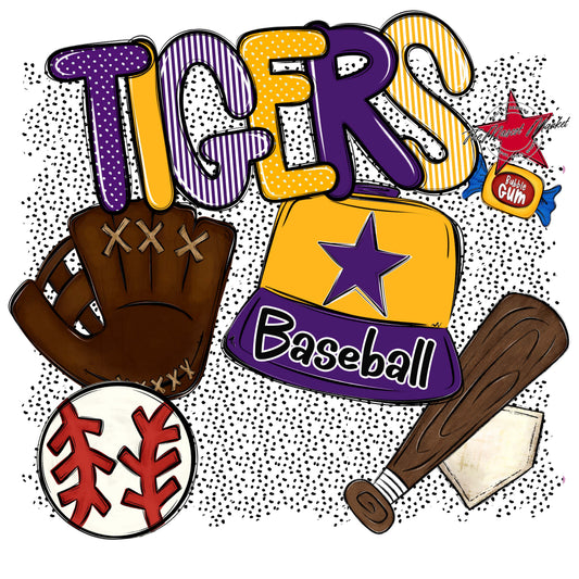Tigers Baseball Spirit-Purple & Yellow