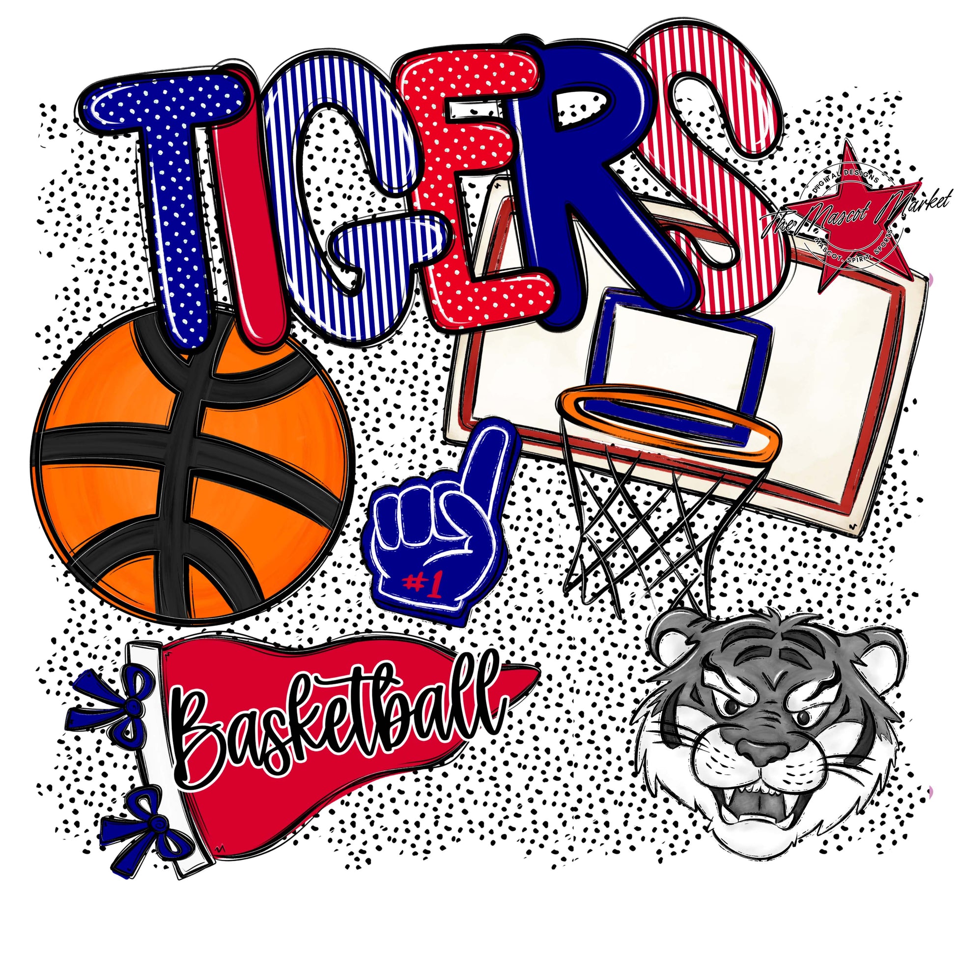 Tigers Basketball Spirit-Blue & Red