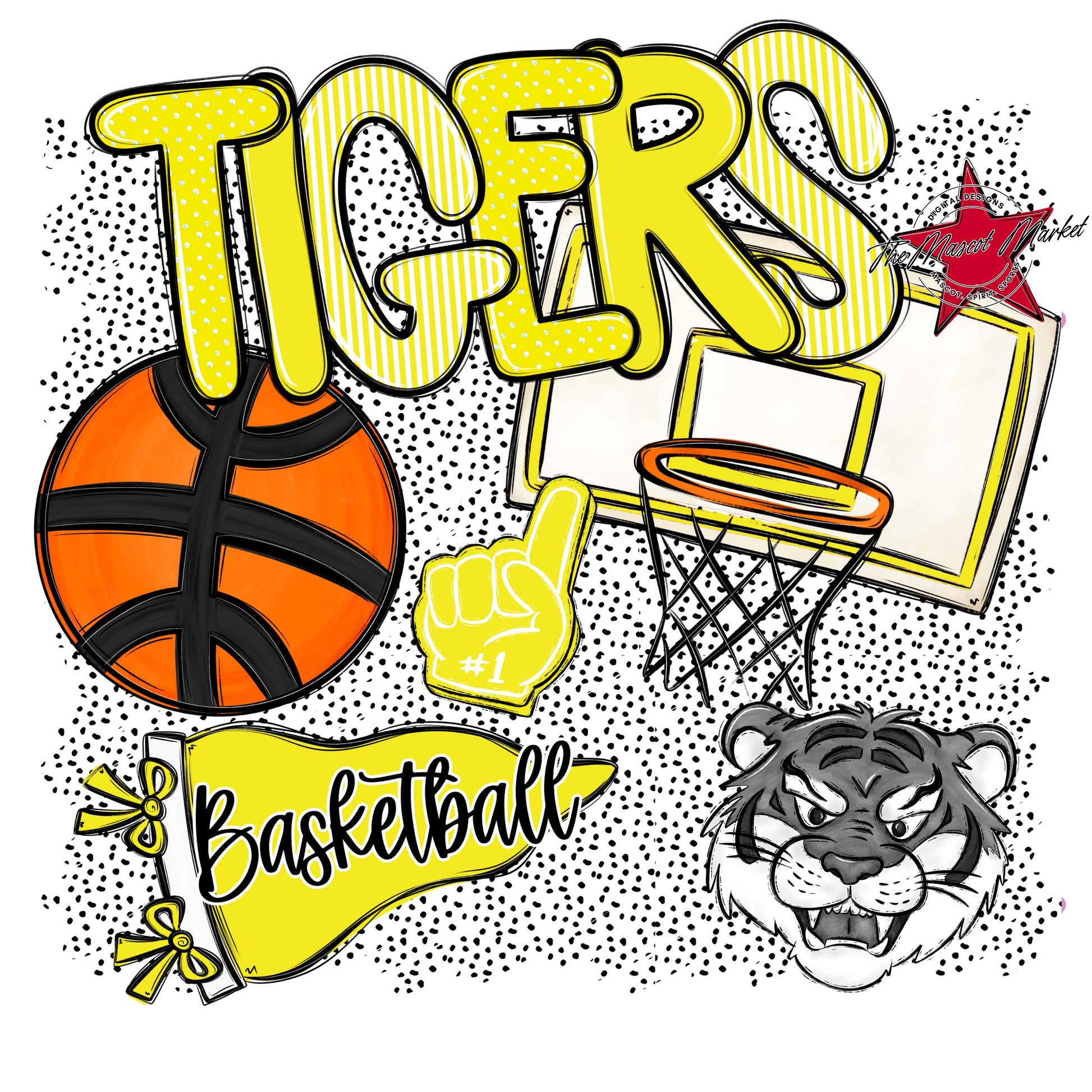 Tigers Basketball Spirit-Bright Yellow