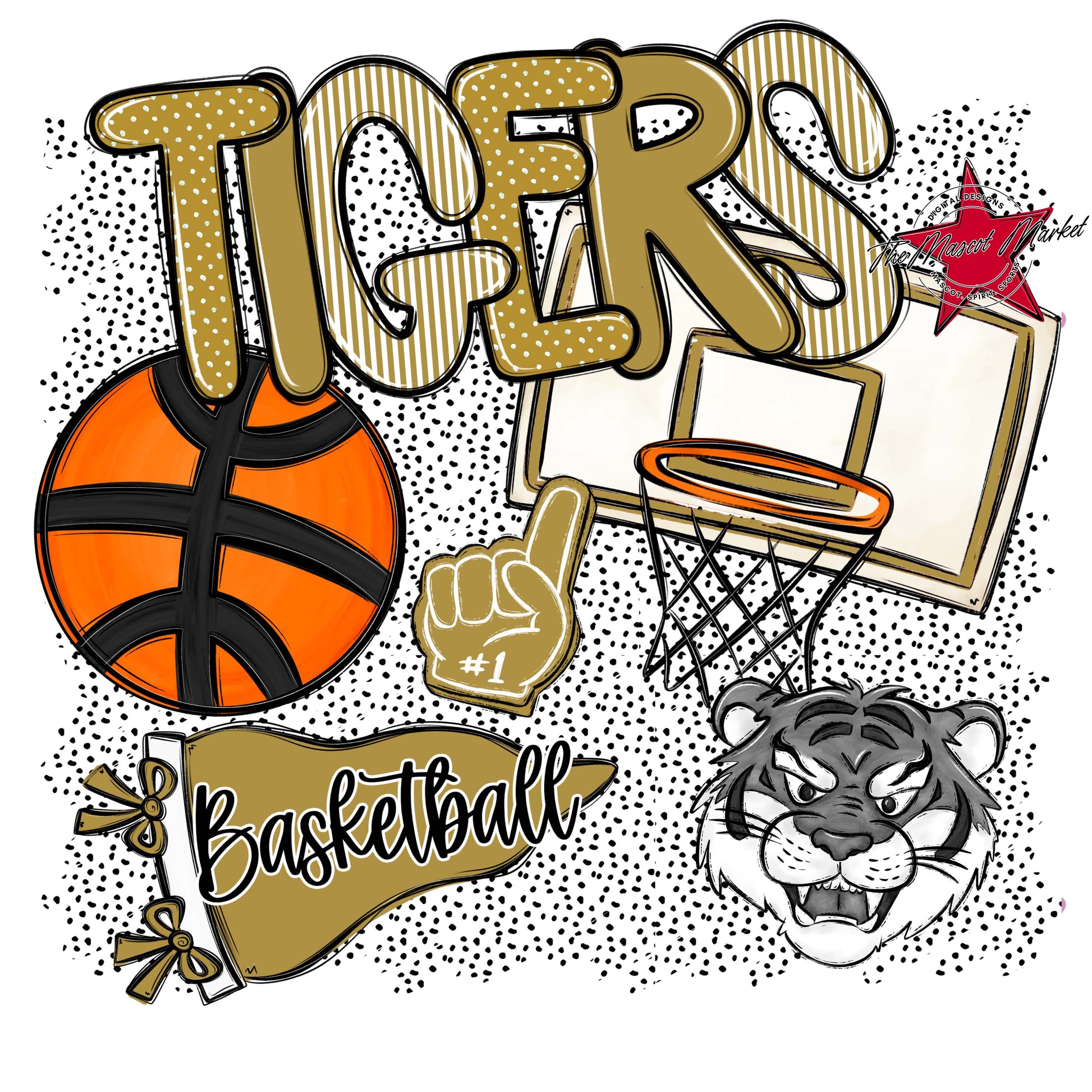 Tigers Basketball Spirit-Gold