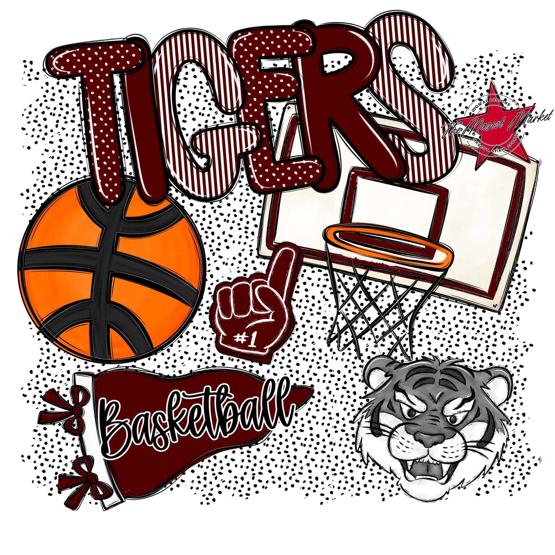 Tigers Basketball Spirit-Maroon