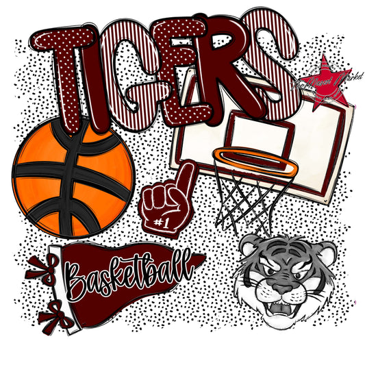 Tigers Basketball Spirit-Maroon