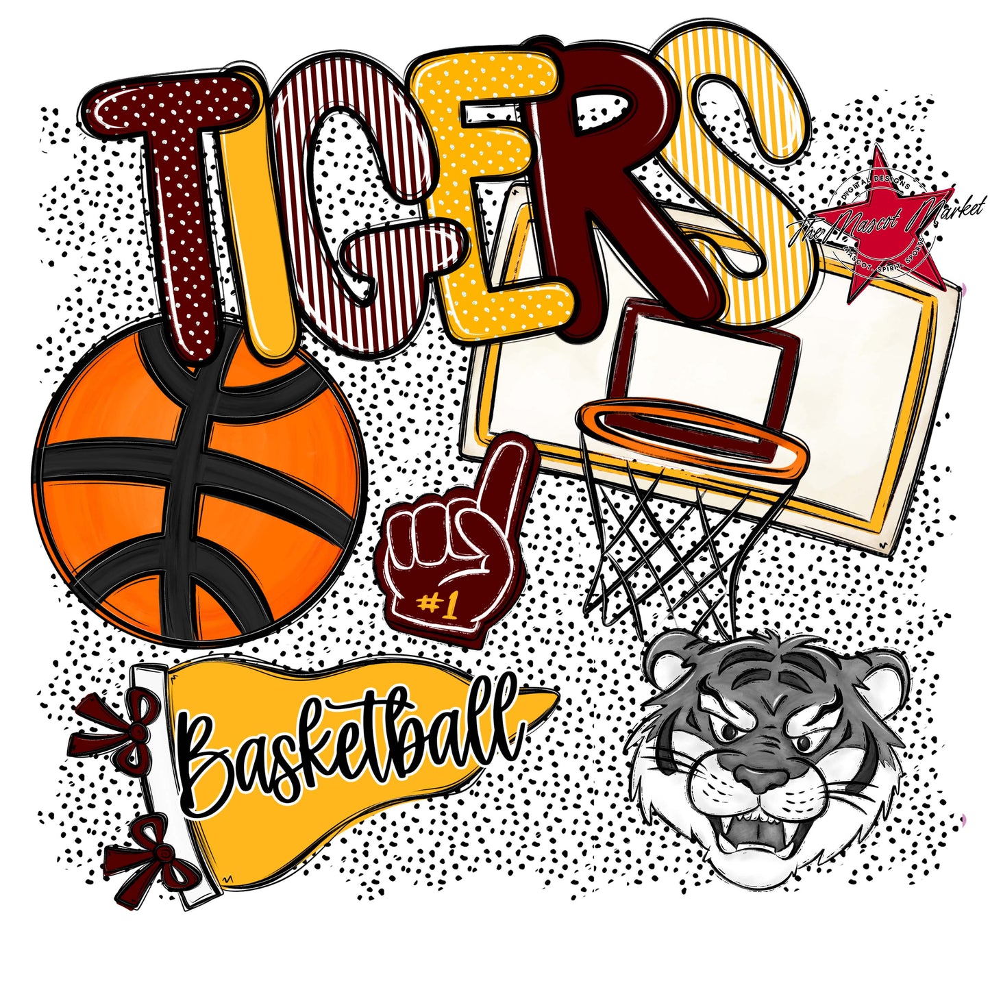 Tigers Basketball Spirit-Maroon & Yellow