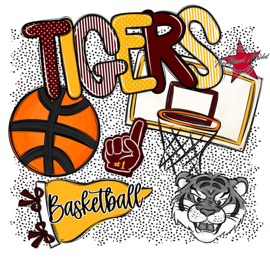 Tigers Basketball Spirit-Maroon & Yellow