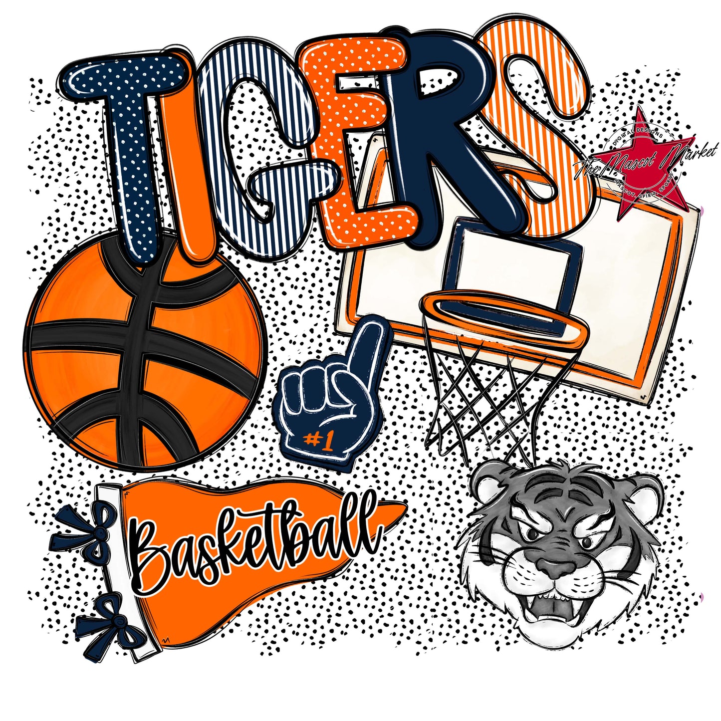 Tigers Basketball Spirit-Navy & Orange