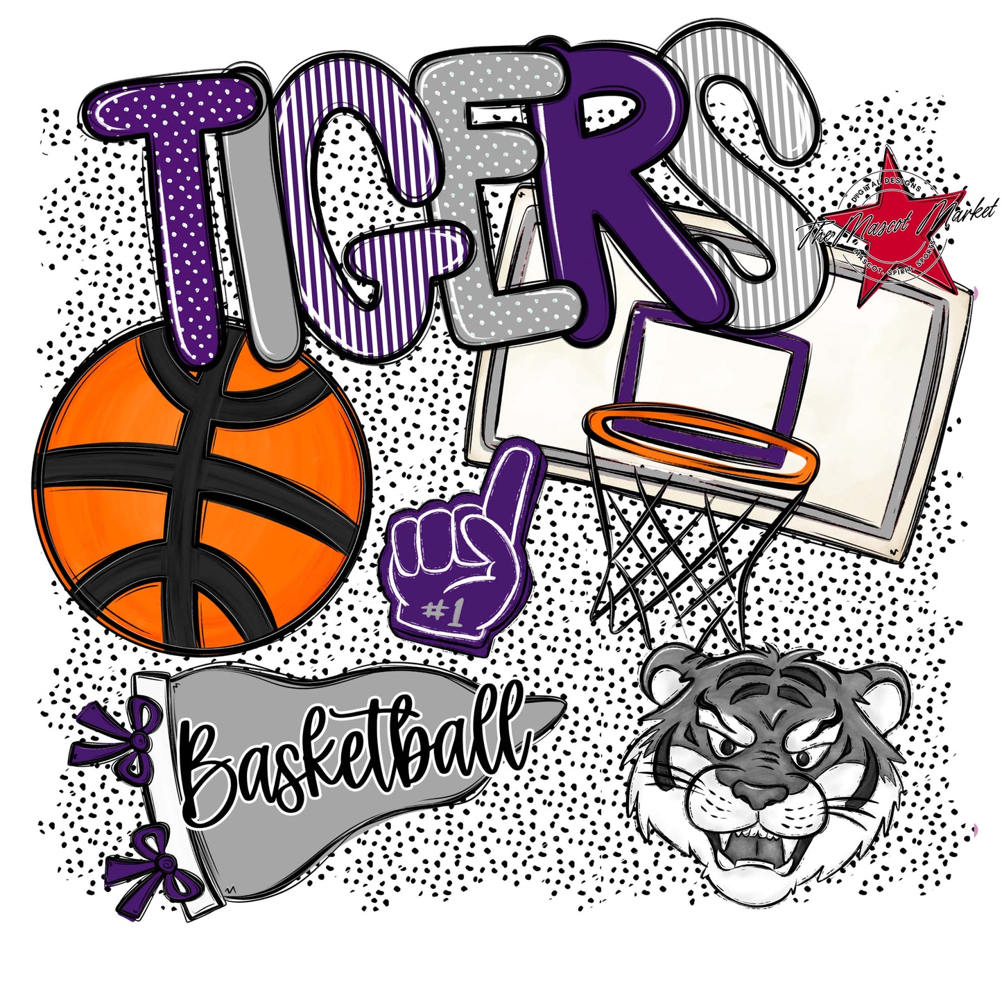 Tigers Basketball Spirit-Purple & Grey