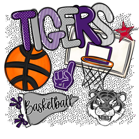 Tigers Basketball Spirit-Purple & Grey