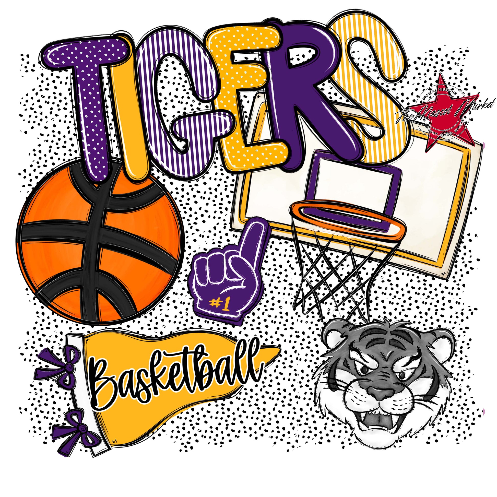 Tigers Basketball Spirit-Purple & Yellow