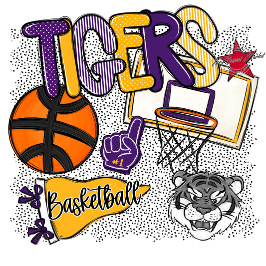 Tigers Basketball Spirit-Purple & Yellow