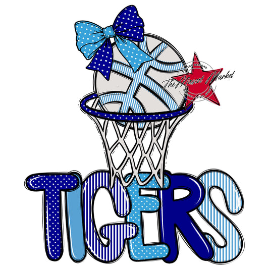 Tigers Basketball Spirit Design-Blue & Carolina Blue
