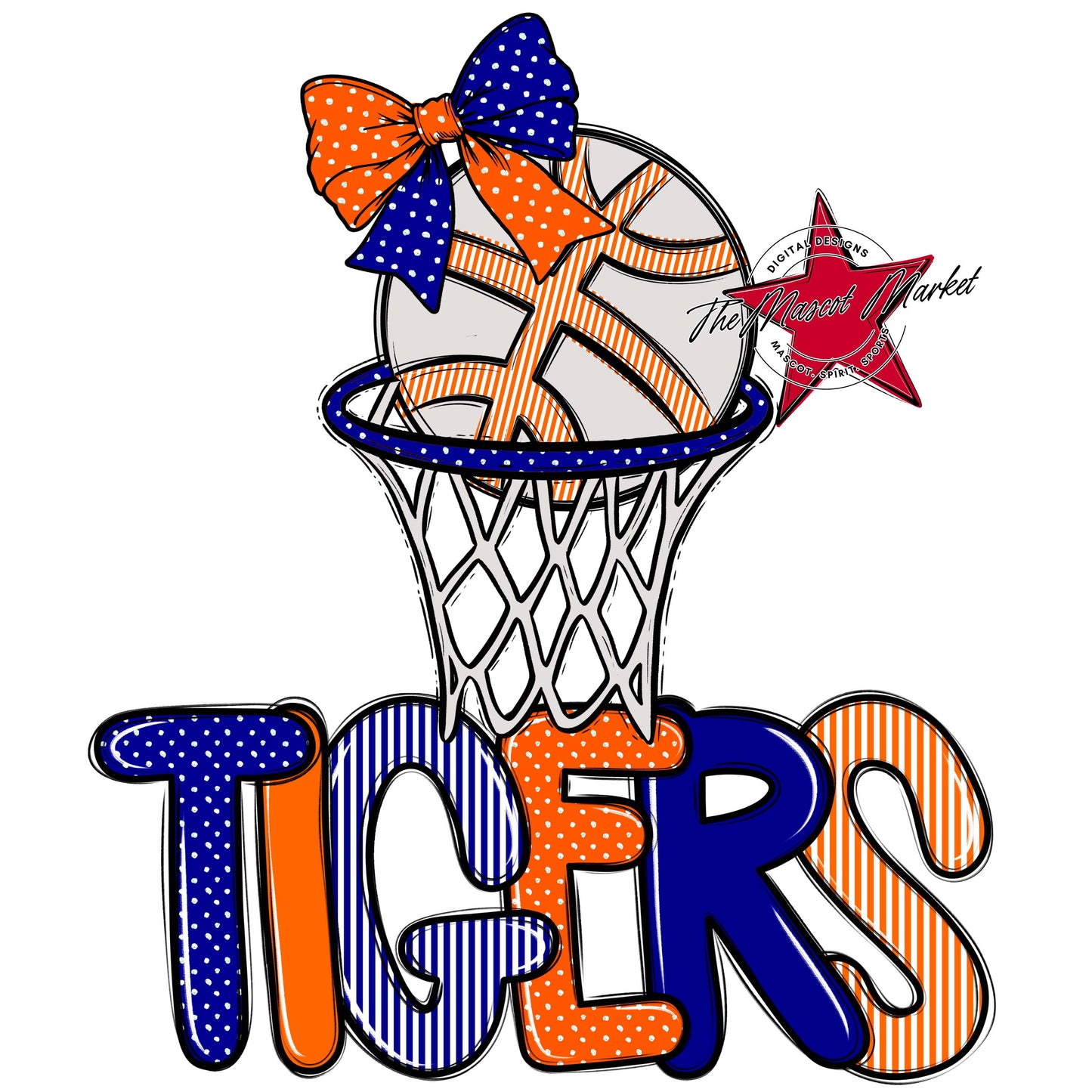 Tigers Basketball Spirit Design-Blue & Orange