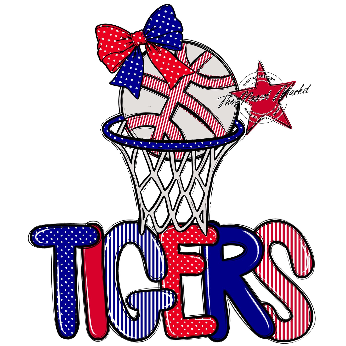 Tigers Basketball Spirit Design-Blue & Red
