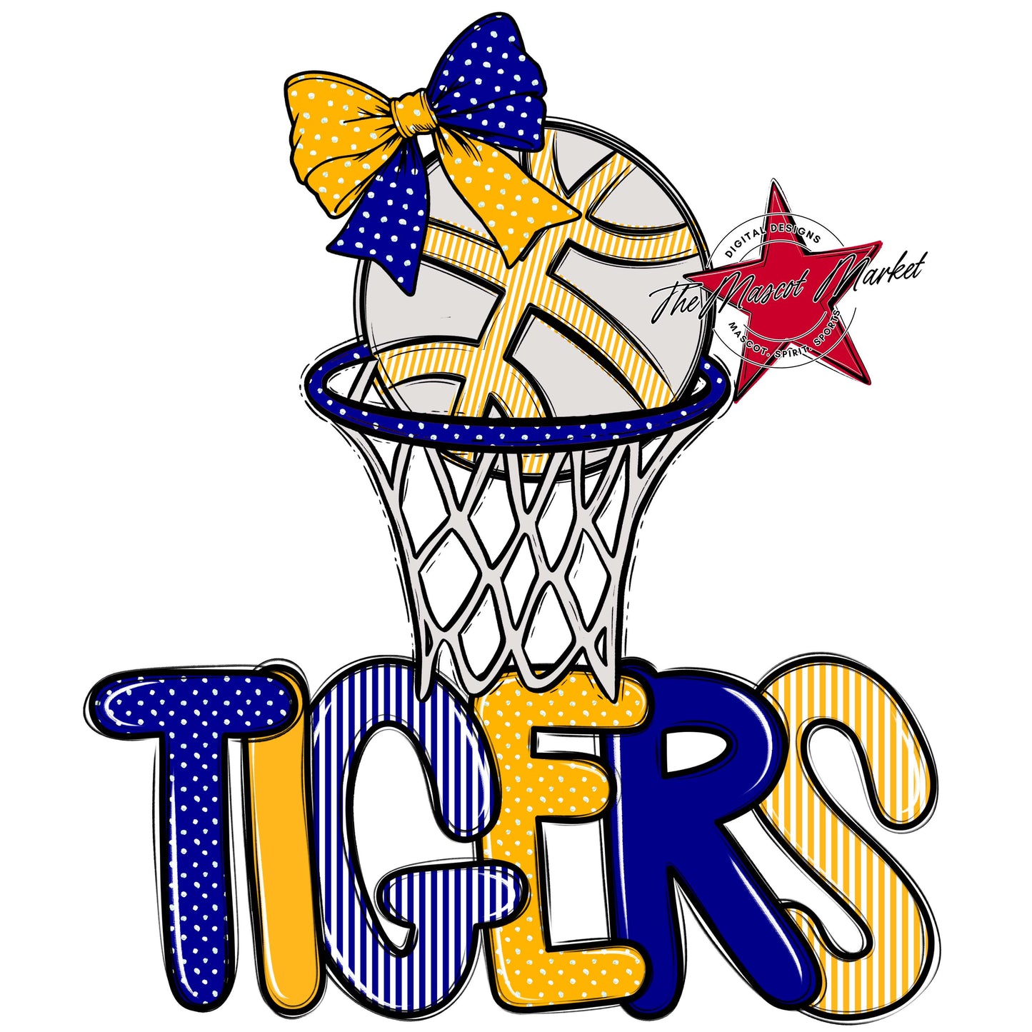 Tigers Basketball Spirit Design-Blue & Yellow