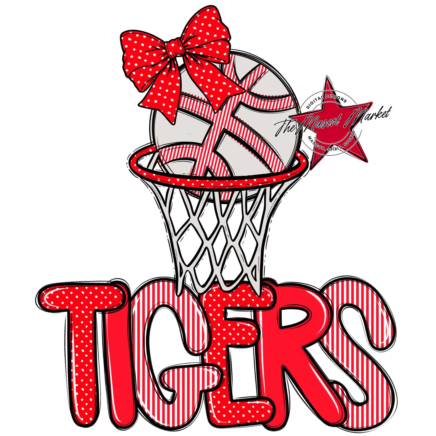 Tigers Basketball Spirit Design-Bright Red
