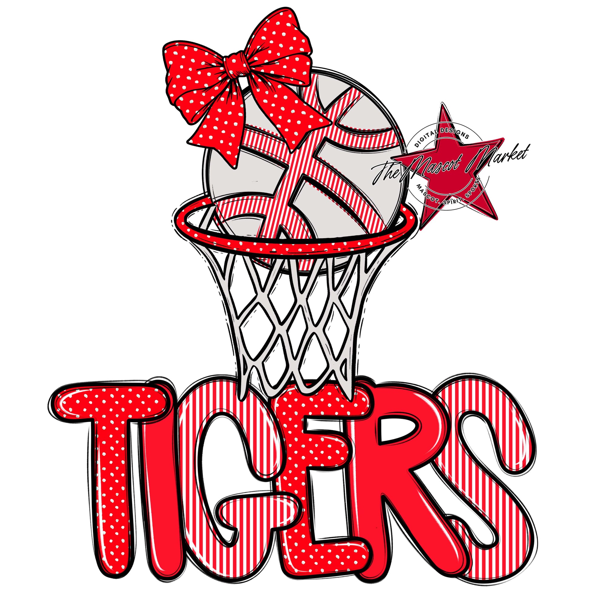 Tigers Basketball Spirit Design-Bright Red