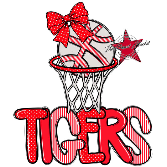 Tigers Basketball Spirit Design-Bright Red
