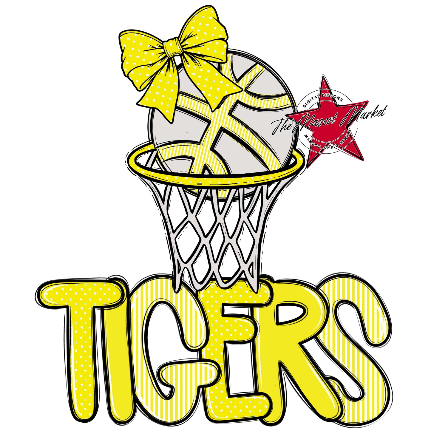 Tigers Basketball Spirit Design-Bright Yellow