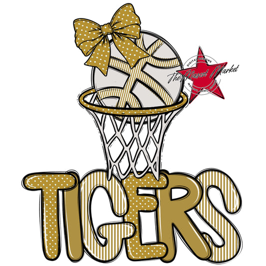 Tigers Basketball Spirit Design-Gold