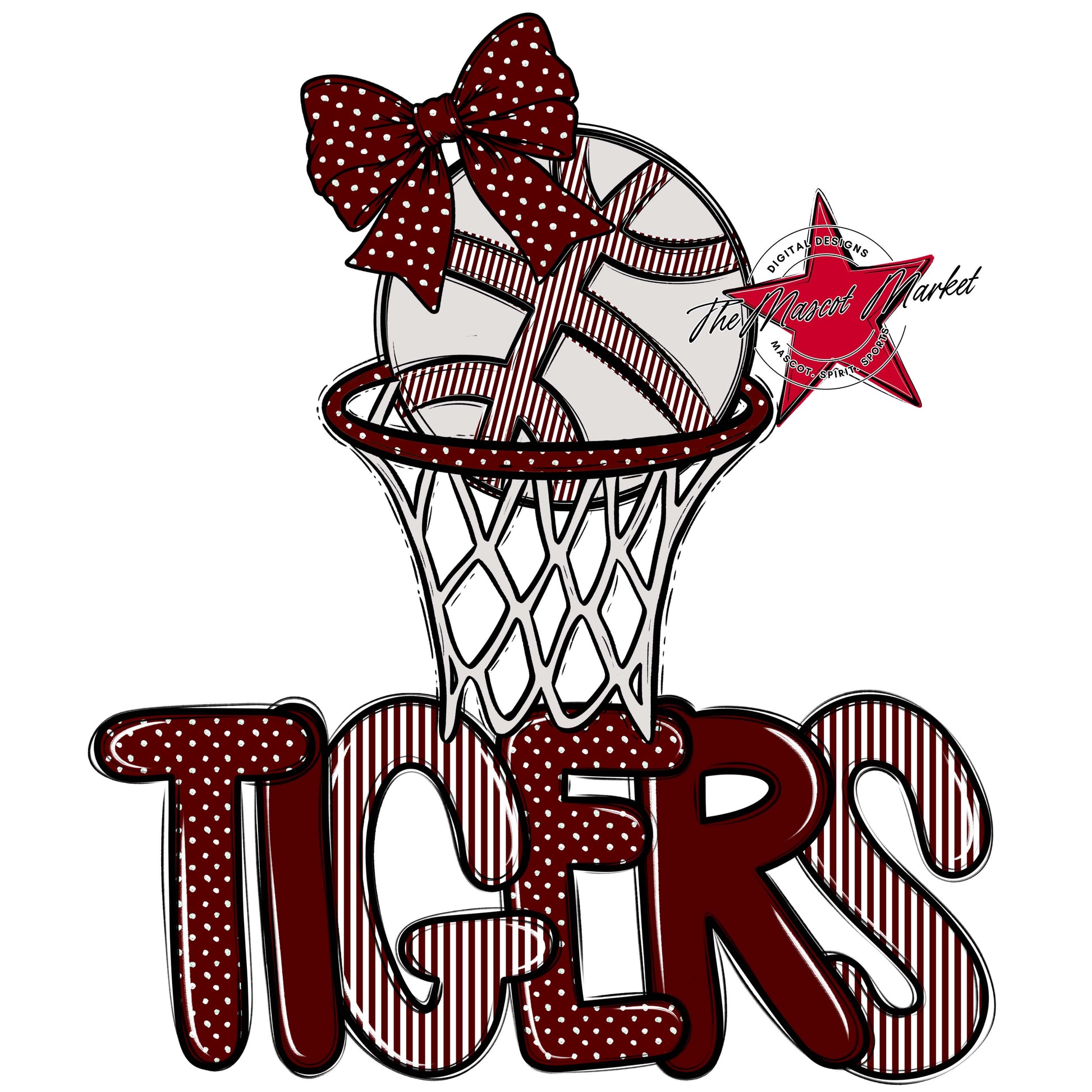Tigers Basketball Spirit Design-Maroon